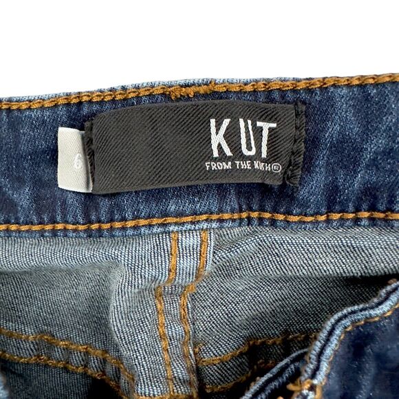 Kut from the Kloth Diana Skinny Jeans Womens Size 6 Dark Wash Black Leather Trim - Picture 5 of 12